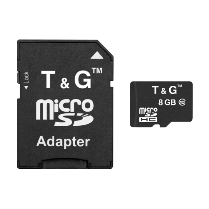 Карта пам'яті microSDHC, 8Gb, T&G, Class10, SD адаптер (TG-8GBSDCL10-01)