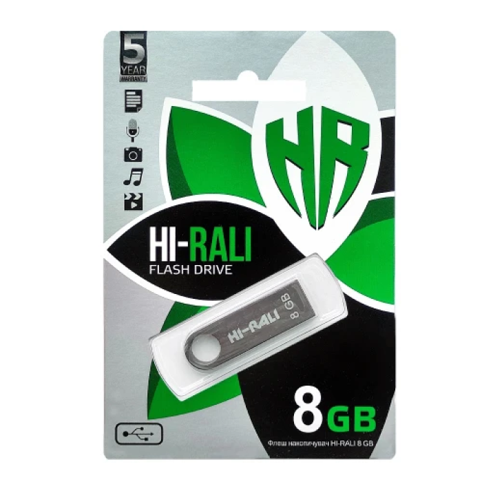 Флеш накопичувач USB 8Gb Hi-Rali Shuttle, Black, USB 2.0 (HI-8GBSHBK)