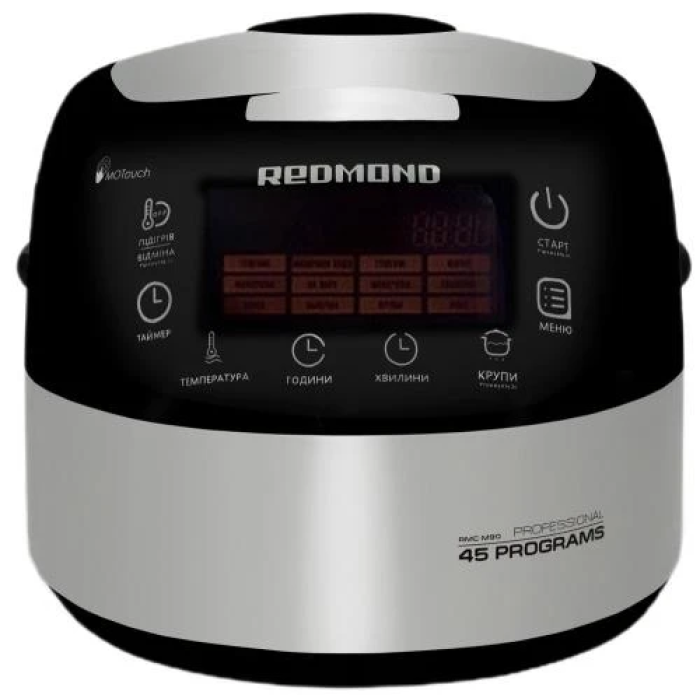 Мультиварка Redmond RMC-M90 Black, 1000W, об'єм чаші 5 л, дисплей, програм 17, покриття чаші антипригарне, підтримка температури, таймер відстрочки