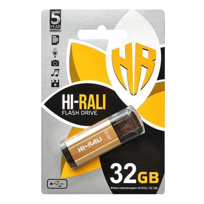 Флеш накопичувач USB 32Gb Hi-Rali Stark, Gold, USB 2.0 (HI-32GBSTGD)