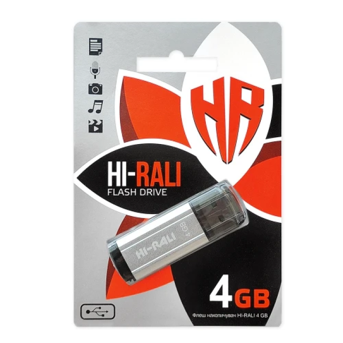 Флеш накопичувач USB 4Gb Hi-Rali Stark, Silver, USB 2.0 (HI-4GBSTSL)