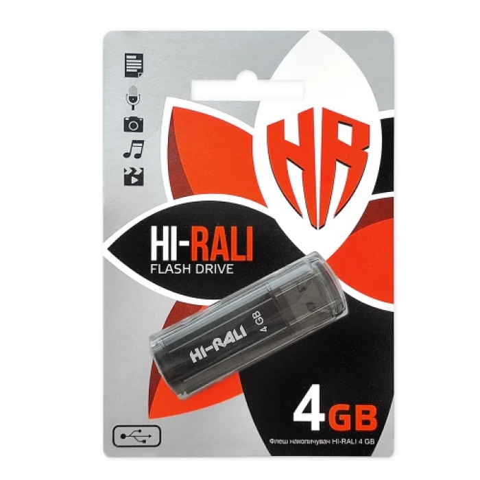 Флеш накопичувач USB 4Gb Hi-Rali Stark, Black, USB 2.0 (HI-4GBSTBK)