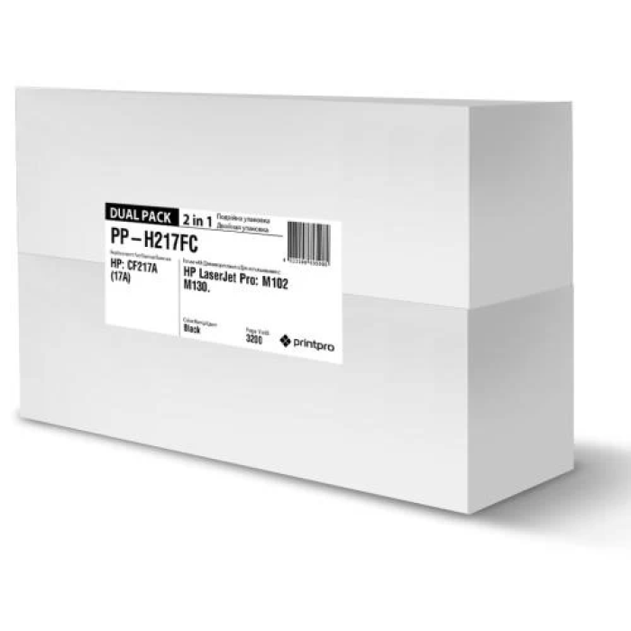 Картридж HP 17A (CF217A), Black, LJ Pro M102/M130, 1600 стор, PrintPro, Dual Pack (PP-H217FC)