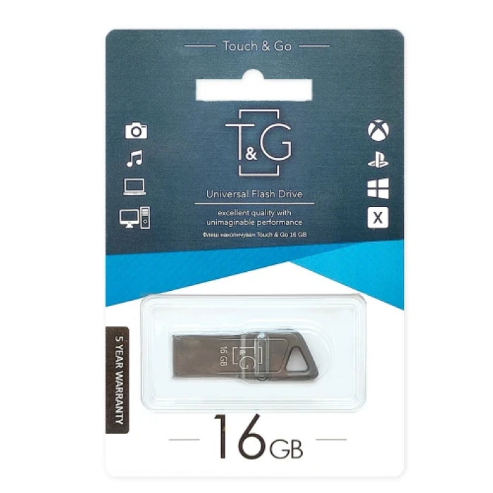 Флеш накопичувач USB 16Gb T&G Metal TG114, Silver, USB 2.0 (TG114-16G)