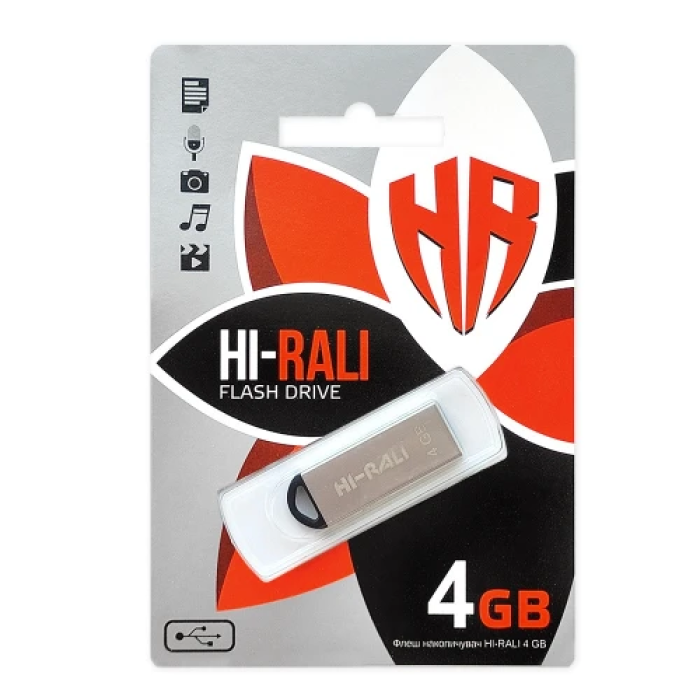 Флеш накопичувач USB 4Gb Hi-Rali Fit, Silver, USB 2.0 (HI-4GBFITSL)
