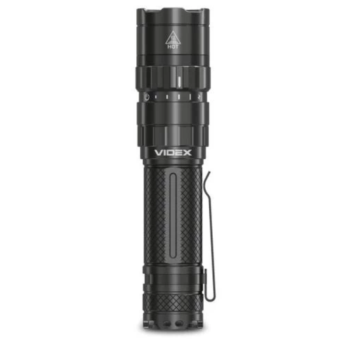 Ліхтар ручний Videx A156R, Black, 1700 лм, 6500K, до 210 м, 5 режимів роботи, лінзи із загартованого скла, світлодіод Luminus SST40, 20W, акумулятор (21700, 4000 mAh, знімний), IP68, 81 г (VLF-A156R)