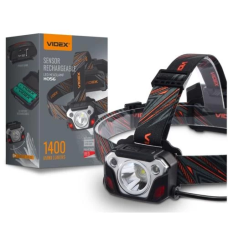 Ліхтар налобний Videx H056, Black, 1400 Лм, 6500K, до 160 м, 5 режимів роботи, світлодіод Luminus SST40 (20 Вт), акумулятор (2 шт) Li-ion 18650 2200 mAh, Type-C, IP65 (VLF-H056)