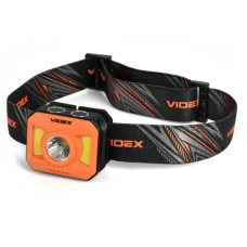 Ліхтар налобний Videx H085, Black/Orange, 400 Лм, 5000K, до 110 м, 8 режимів роботи, світлодіод CREE XTE 5W + COB 5W, акумулятор (850 mAh, незнімний), IP65, 72 г (VLF-H085-OR)