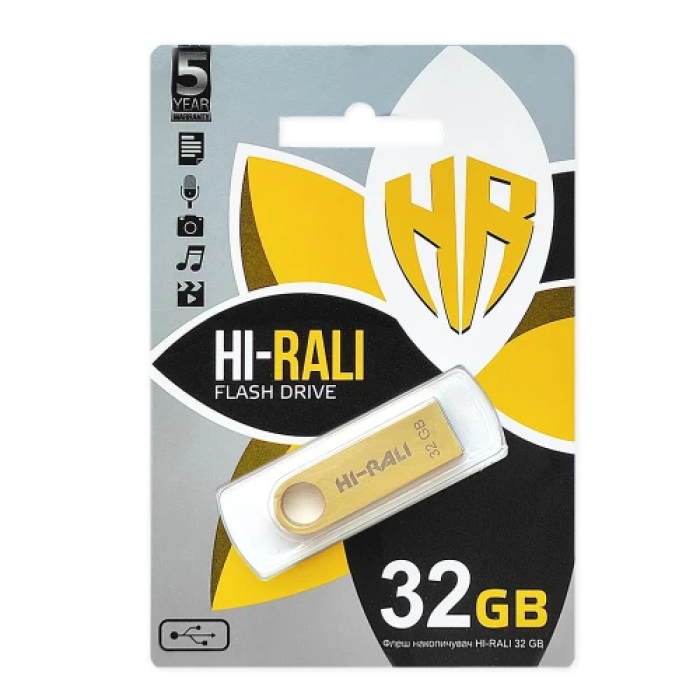 Флеш накопичувач USB 32Gb Hi-Rali Shuttle, Gold, USB 2.0 (HI-32GBSHGD)