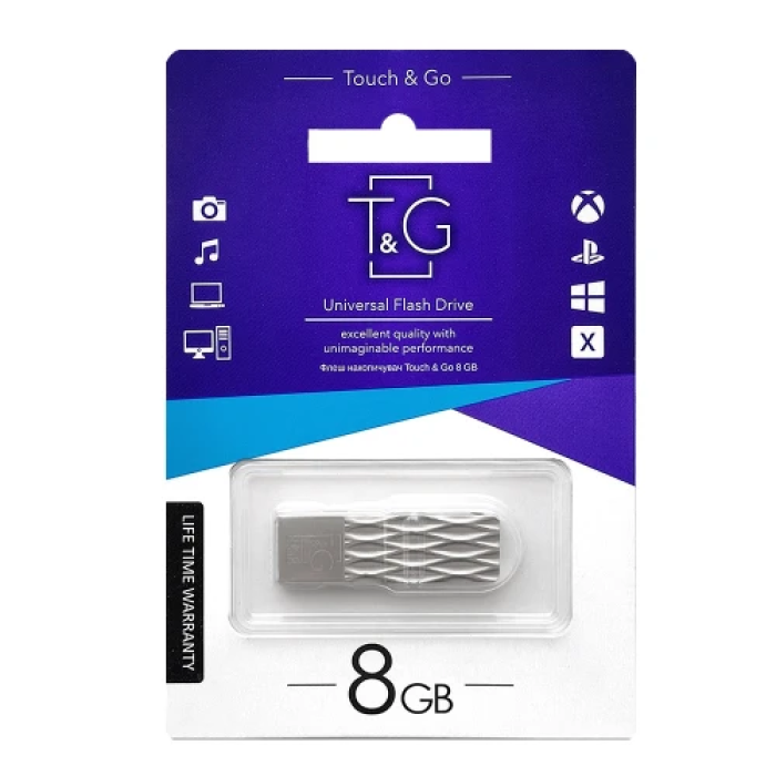 Флеш накопичувач USB 8Gb T&G Metal TG103, Silver, USB 2.0 (TG103-8G)