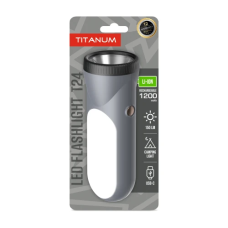 Ліхтар ручний Titanum T24, Grey, 150 Лм, світлодіод LED + COB, вбудований акумулятор 18650 Li-ion 1200 mAh, Type-C, IPX2 (TLF-T24)