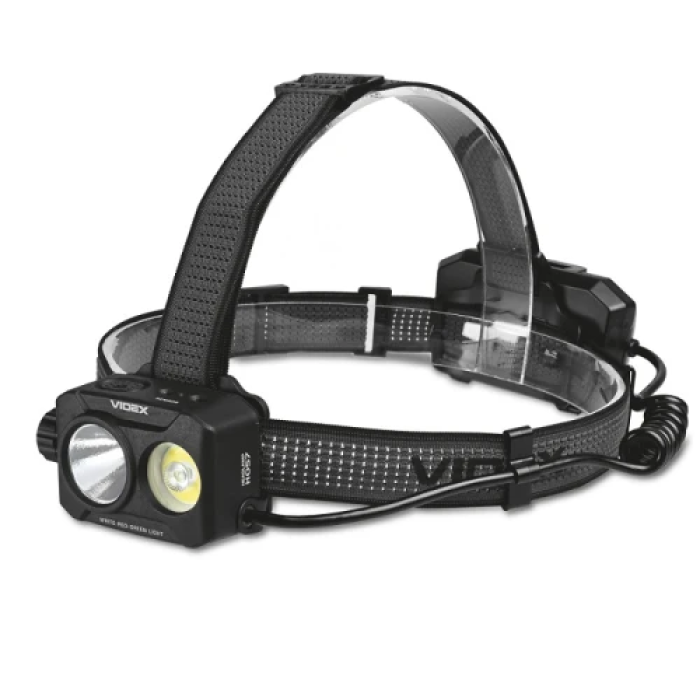 Ліхтар налобний Videx H057, Black, 1700 Лм, 5000K, до 286 м, 5 режимів роботи, світлодіод Luminus SST40 20W, акумулятор Li-ion 18650 2x2200 mAh, Type-C, IP65 (VLF-H057)