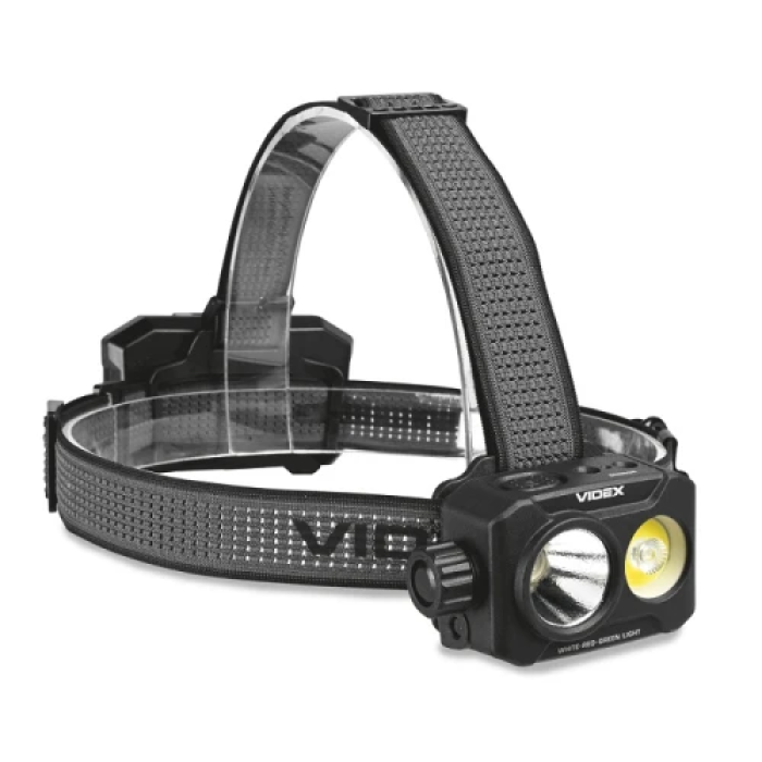 Ліхтар налобний Videx H057, Black, 1700 Лм, 5000K, до 286 м, 5 режимів роботи, світлодіод Luminus SST40 20W, акумулятор Li-ion 18650 2x2200 mAh, Type-C, IP65 (VLF-H057)