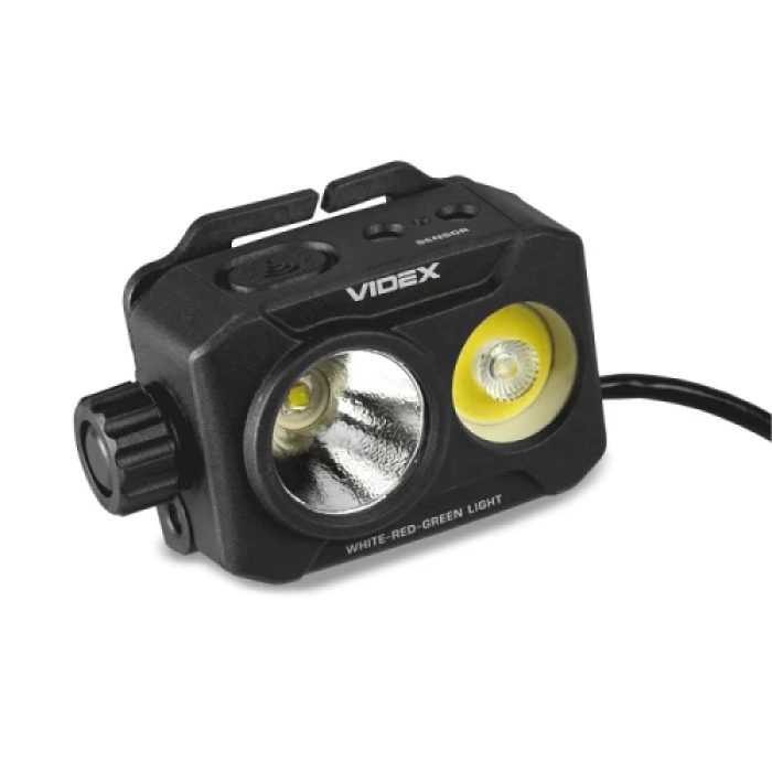 Ліхтар налобний Videx H057, Black, 1700 Лм, 5000K, до 286 м, 5 режимів роботи, світлодіод Luminus SST40 20W, акумулятор Li-ion 18650 2x2200 mAh, Type-C, IP65 (VLF-H057)