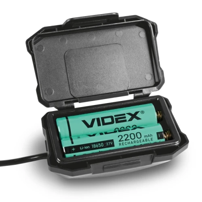 Ліхтар налобний Videx H057, Black, 1700 Лм, 5000K, до 286 м, 5 режимів роботи, світлодіод Luminus SST40 20W, акумулятор Li-ion 18650 2x2200 mAh, Type-C, IP65 (VLF-H057)