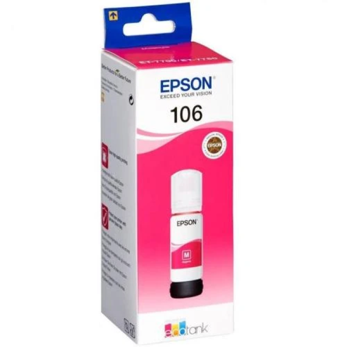 Чорнило Epson 106, Magenta, для L7160/L7180, 70 мл, водорозчинне (C13T00R340)