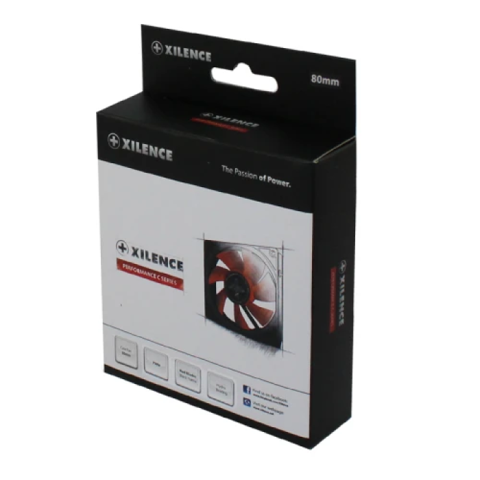 Вентилятор 80 мм, Xilence XF040, Black/Red, 80x80x25 мм, 800-1800 об/хв, до 20 дБ, 4-pin (PWM), підшипник рідинного ковзання