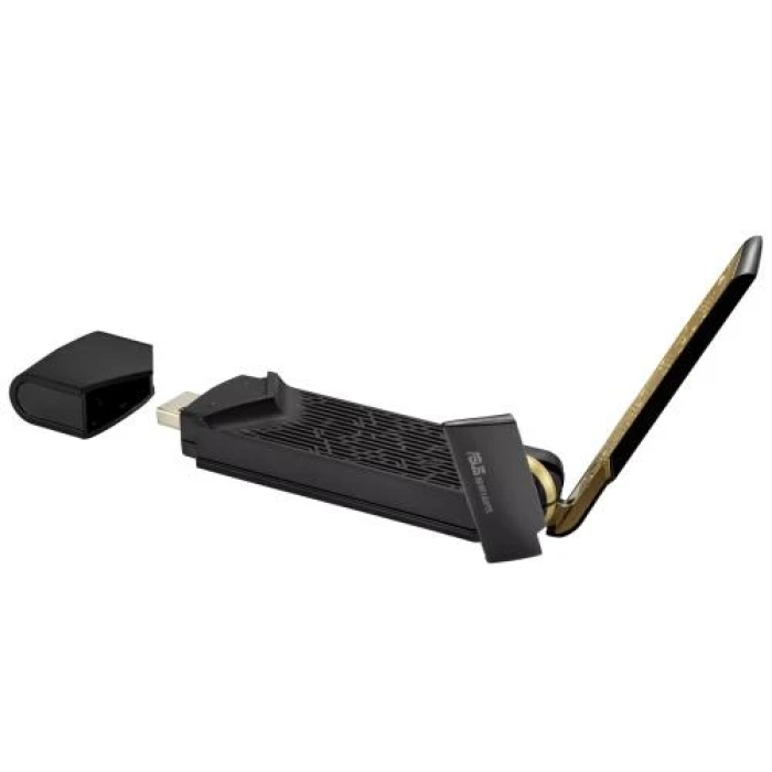 Мережевий адаптер Asus USB-AX56, Black, USB 3.2, Wi-Fi 6 (802.11ax), 2.4/5GHz, до 1800 Mb/s, зовнішня антена, технології OFDMA, MU-MIMO та BSS Coloring