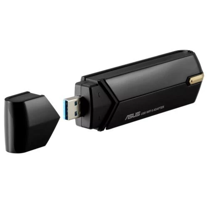 Мережевий адаптер Asus USB-AX56, Black, USB 3.2, Wi-Fi 6 (802.11ax), 2.4/5GHz, до 1800 Mb/s, зовнішня антена, технології OFDMA, MU-MIMO та BSS Coloring