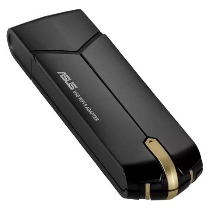 Мережевий адаптер Asus USB-AX56, Black, USB 3.2, Wi-Fi 6 (802.11ax), 2.4/5GHz, до 1800 Mb/s, зовнішня антена, технології OFDMA, MU-MIMO та BSS Coloring