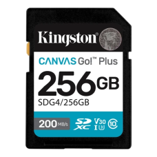 Карта пам'яті SDXC, 256Gb, Kingston Canvas Go! Plus, Сlass10 UHS-I U3 V30, до 200/160 МБ/с (SDG4/256GB)