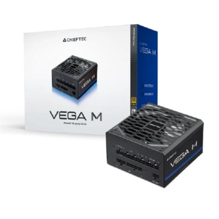Блок живлення 1000 Вт, Chieftec VEGA M, Black, модульний, 80+ Gold, 135 мм FDB, 3xMolex / 6xSATA / 1x16-pin / 4x6+2-pin / 2x4+4-pin / 1x20+4-pin, захист AFC/OPP/OTP/OVP/SCP/SIP/UVP/OCP, ATX 12V 3.1 (PPG-1000-C)