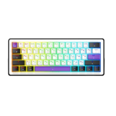 Клавіатура бездротова Hator Hellyberry HK60, White/Violet, Bluetooth / USB 2.4GHz / USB, механічна (перемикачі Hellyberry Linear), формат 60% (61 кнопка), RGB підсвічування з індивідуальним налаштуванням кожної кнопки, UA/EN, акумулятор 4000 mAh