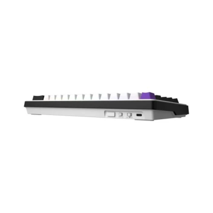 Клавіатура бездротова Hator Hellyberry HK60, White/Violet, Bluetooth / USB 2.4GHz / USB, механічна (перемикачі Hellyberry Linear), формат 60% (61 кнопка), RGB підсвічування з індивідуальним налаштуванням кожної кнопки, UA/EN, акумулятор 4000 mAh