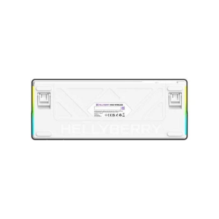 Клавіатура бездротова Hator Hellyberry HK60, White/Violet, Bluetooth / USB 2.4GHz / USB, механічна (перемикачі Hellyberry Linear), формат 60% (61 кнопка), RGB підсвічування з індивідуальним налаштуванням кожної кнопки, UA/EN, акумулятор 4000 mAh