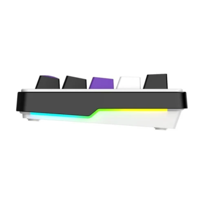 Клавіатура бездротова Hator Hellyberry HK60, White/Violet, Bluetooth / USB 2.4GHz / USB, механічна (перемикачі Hellyberry Linear), формат 60% (61 кнопка), RGB підсвічування з індивідуальним налаштуванням кожної кнопки, UA/EN, акумулятор 4000 mAh