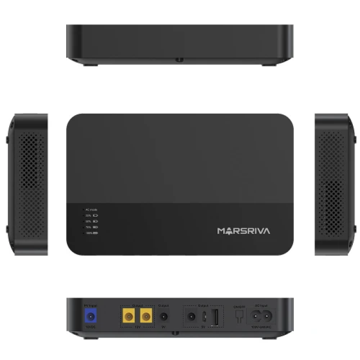 Джерело безперебійного живлення для роутера Marsriva KP1 EC V2, Black, 8000 mAh (29.6Wh), 2xDC (12V/1.5A), 1xDC (9V/2.0A), 1xDC (5V/2.4A), 1xType-C (5V/2.4A), 1xUSB (5V/2.4A)