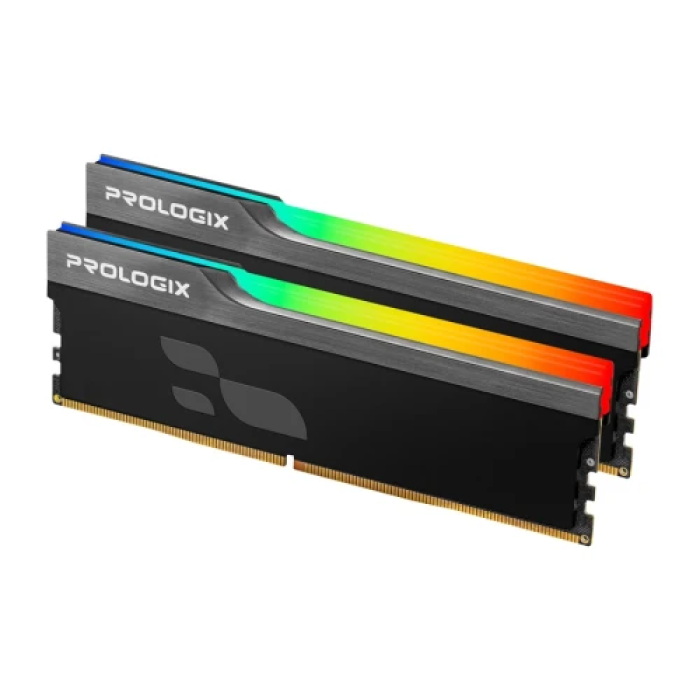 Пам'ять 16Gb x 2 (32Gb Kit) DDR5, 5600 MHz, Prologix Onyx RGB, Black, 38-44-44-90, 1.35V, з радіатором (PRO32GB5600YBR5K)