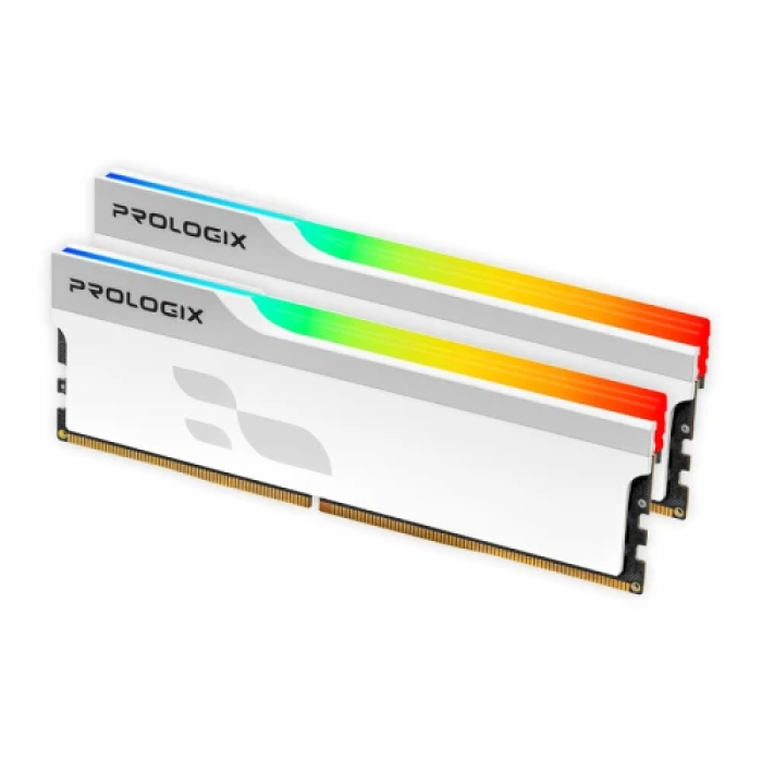 Пам'ять 16Gb x 2 (32Gb Kit) DDR5, 5600 MHz, Prologix Onyx RGB, White, 38-44-44-90, 1.35V, з радіатором (PRO32GB5600YWR5K)