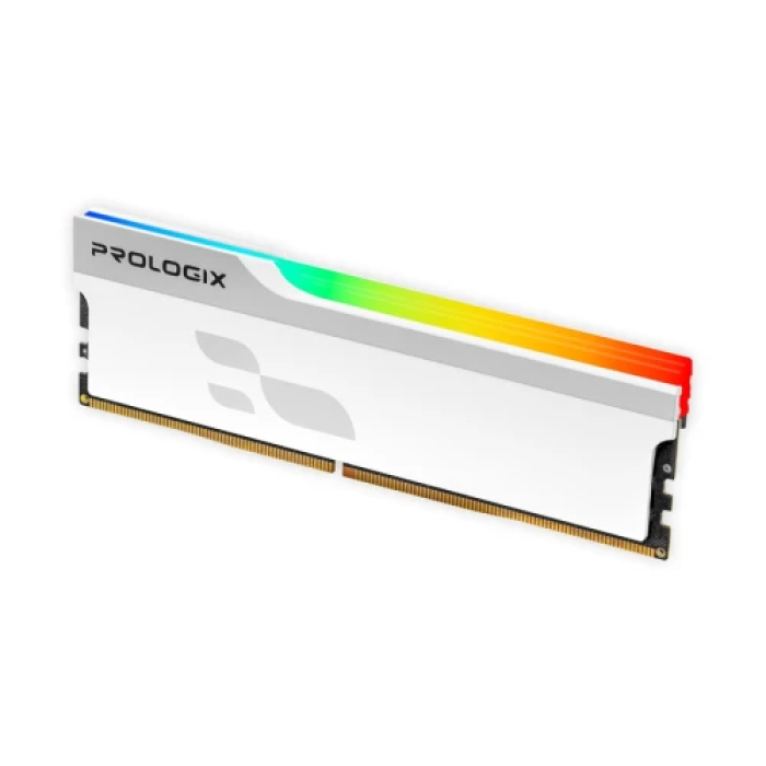 Пам'ять 16Gb DDR5, 5600 MHz, Prologix Onyx RGB, White, 38-44-44-90, 1.35V, з радіатором (PRO16GB5600YWR5)