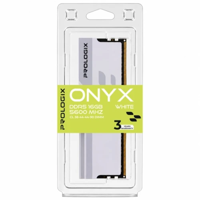 Пам'ять 16Gb DDR5, 5600 MHz, Prologix Onyx, White, 38-44-44-90, 1.35V, з радіатором (PRO16GB5600YW5)