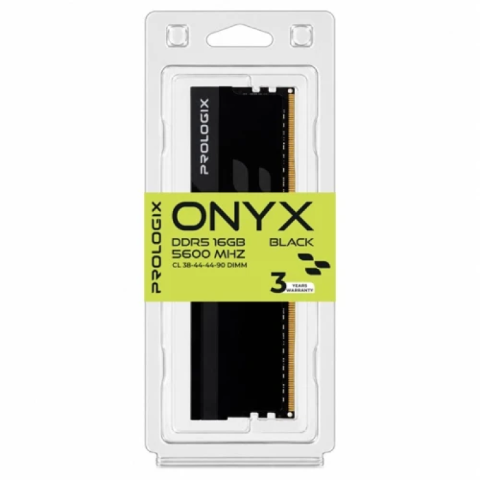 Пам'ять 16Gb DDR5, 5600 MHz, Prologix Onyx, Black, 38-44-44-90, 1.35V, з радіатором (PRO16GB5600YB5)