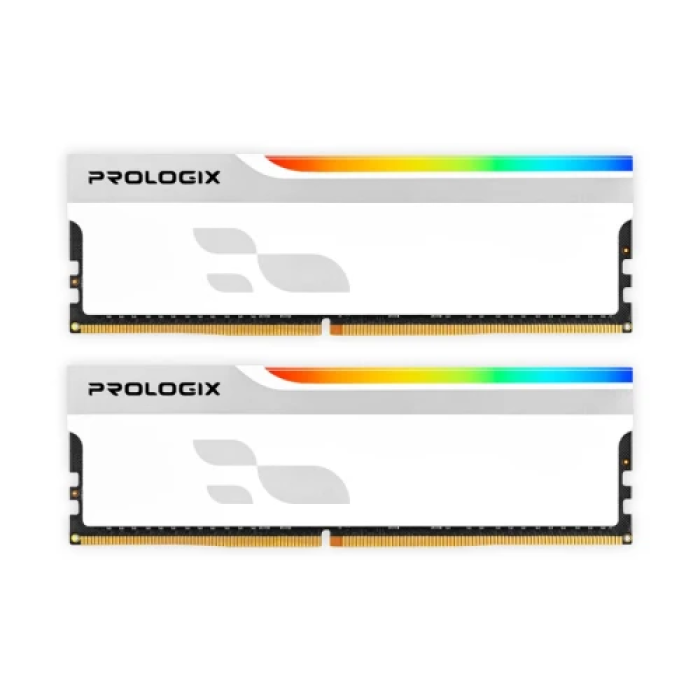 Пам'ять 16Gb x 2 (32Gb Kit) DDR4, 3600 MHz, Prologix Onyx RGB, White, 18-22-22-42, 1.35V, з радіатором (PRO32GB3600YWR4K)