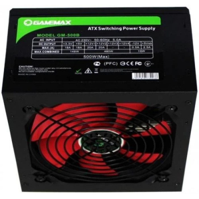 Блок живлення GameMax GM-500B потужністю 500 Вт