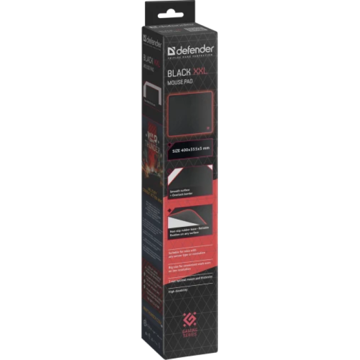 Килимок для миші Defender Black XXL розміром 400 x 355 мм