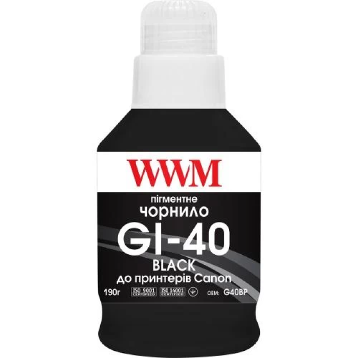 Пігментне чорнило WWM G40BP для Canon, 190 мл