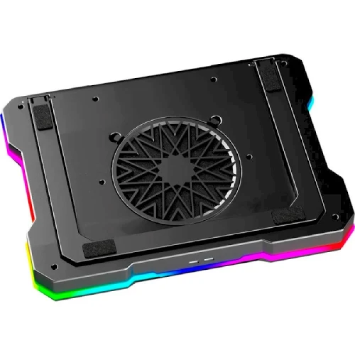 Підставка для ноутбука до 19" GamePro CP950, Black, 1 x 140 мм (300-2200 об/хв), магнітна підкладка, RGB підсвічування, LCD екран, 8 рівнів висоти, 2xType-C, знімна підставка для смартфона, металева сітка, 428 x 316 x 58 мм, 1.24 кг