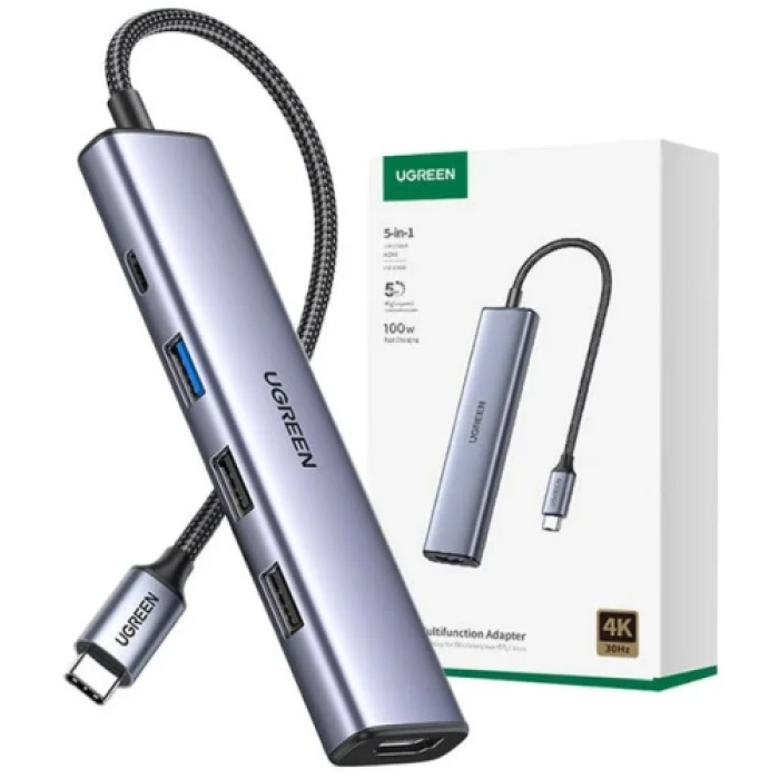 Хаб USB Ugreen CM478 з HDMI 4K і Power Delivery 100 Вт