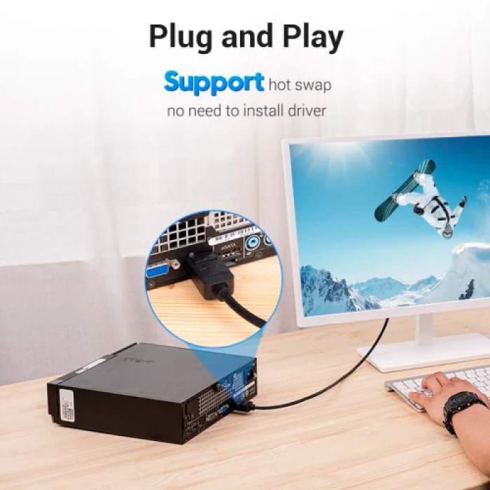 Кабель Vention DisplayPort — DVI-D, 2 м, чорний
