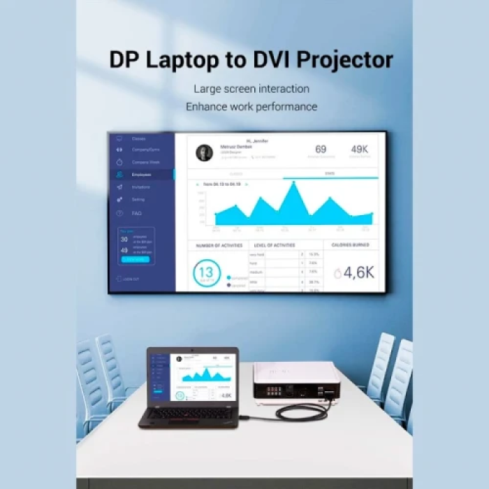 Кабель Vention DisplayPort — DVI-D, 2 м, чорний