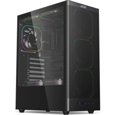 Корпус 2E Iconic V8210B, Black, без БЖ, Mid Tower, для ATX / Micro ATX / Mini ITX, 1xType-C / 1xUSB 3.0 / 1xUSB 2.0, макс. CPU - 170 мм / VGA - 325 мм, 4x120 мм ARGB, бічна панель із загартованого скла (2E-V8210B)