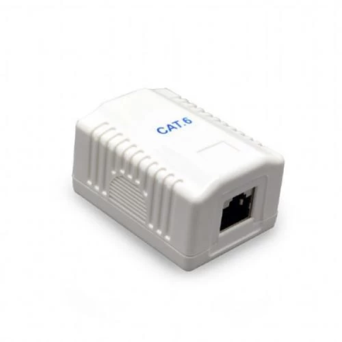 Мережева розетка Cablexpert RJ45, 1-портова, біла, категорія 6E