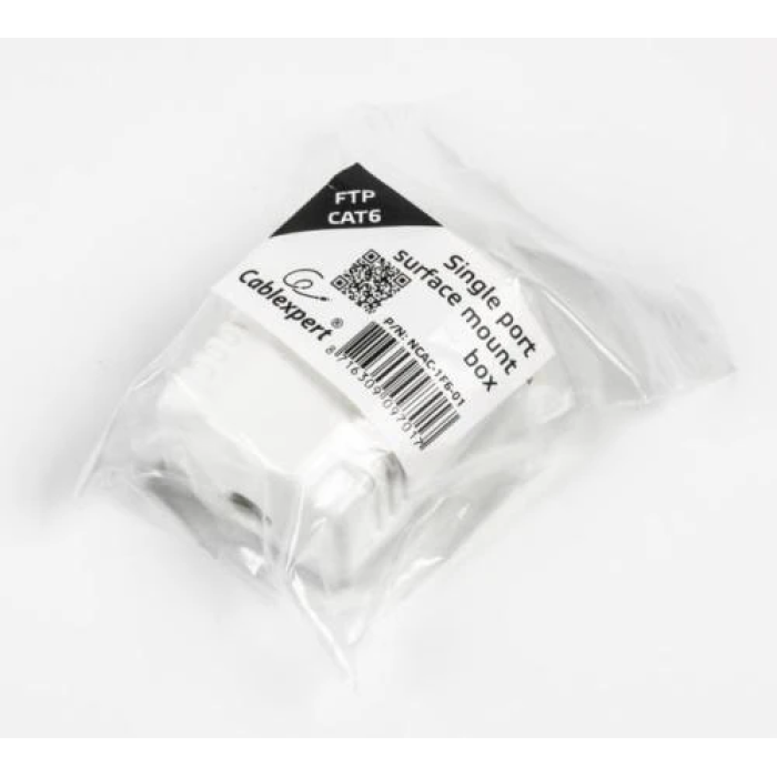 Мережева розетка Cablexpert RJ45, 1-портова, біла, категорія 6E