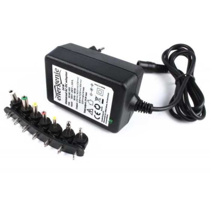 Універсальне зарядне EnerGenie EG-MC-009 24W, 3-12V, 2A, 7 Г-подібних роз'ємів Jack 3,5 мм, Jack 2.5 мм, 3.5 x 1.35 x 10 мм, 5.0 x 2.1 x 10 мм, 5.5 x 2.5 x 10 мм, 2.35 x 0.75 x 10 мм, 4.0 x 1.7 x 10 мм (EG-MC-009)