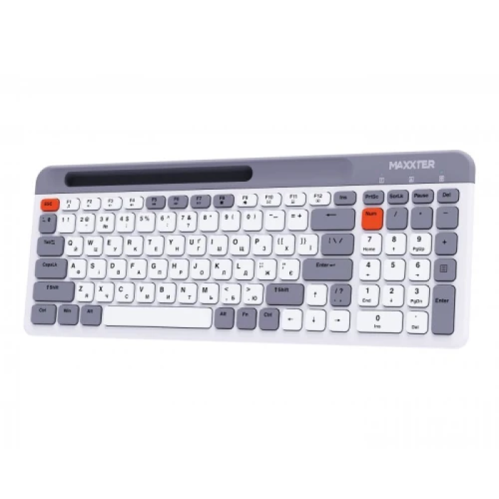 Клавіатура бездротова Maxxter KBW-02G-UA, White/Grey, USB 2.4GHz