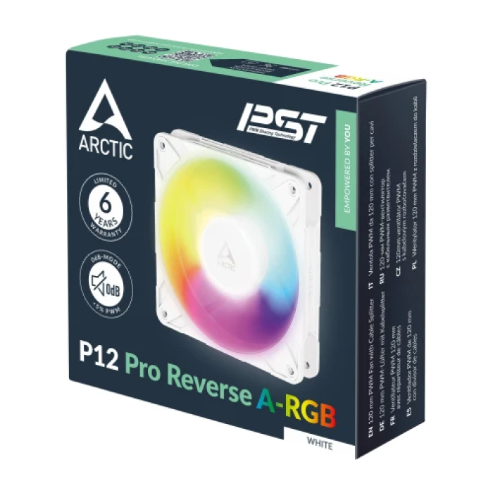 Білий вентилятор Arctic P12 Pro Reverse A-RGB 120 мм
